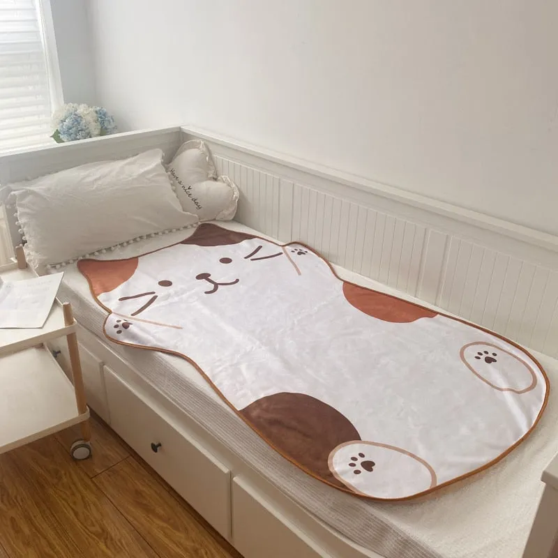 1.5M Cute Brown Cat Flannel Blanket