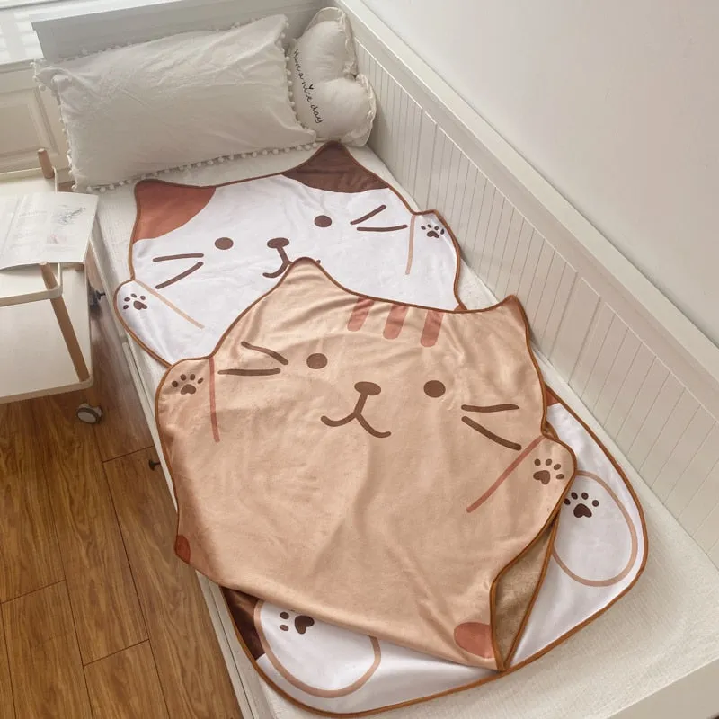 1.5M Cute Brown Cat Flannel Blanket