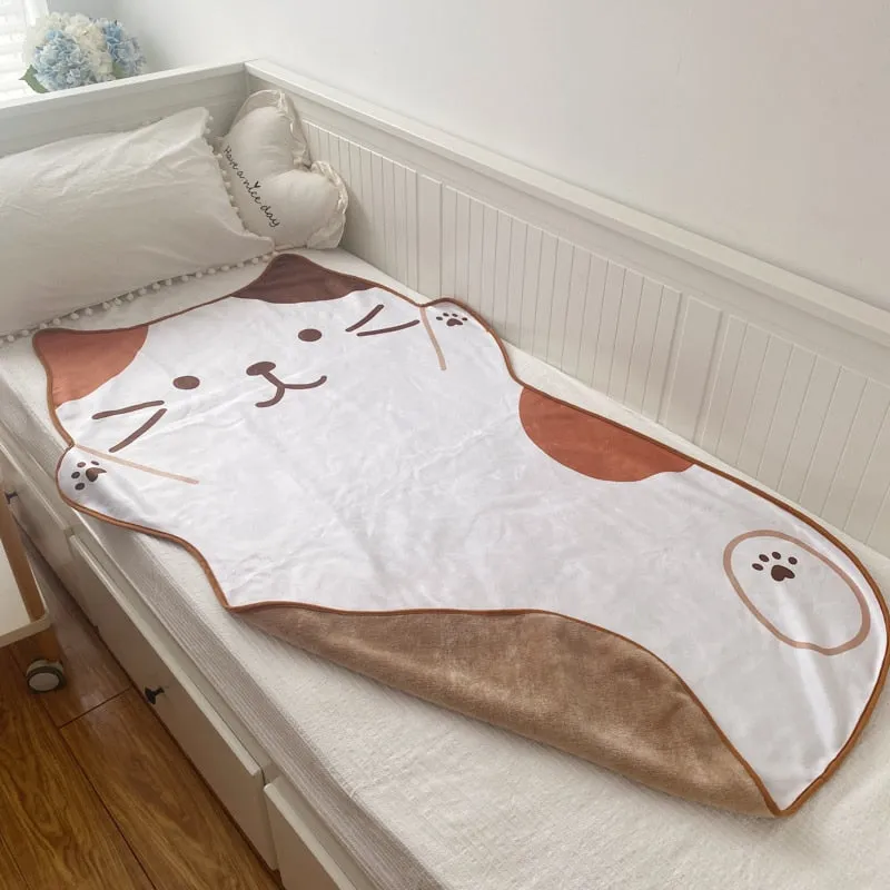 1.5M Cute Brown Cat Flannel Blanket