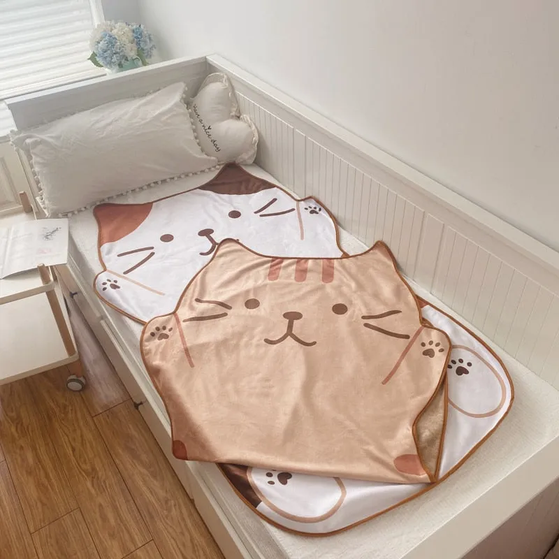 1.5M Cute Brown Cat Flannel Blanket