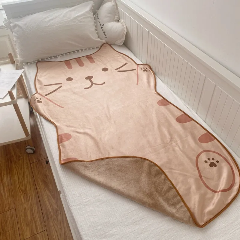 1.5M Cute Brown Cat Flannel Blanket