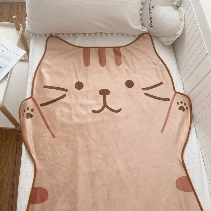 1.5M Cute Brown Cat Flannel Blanket