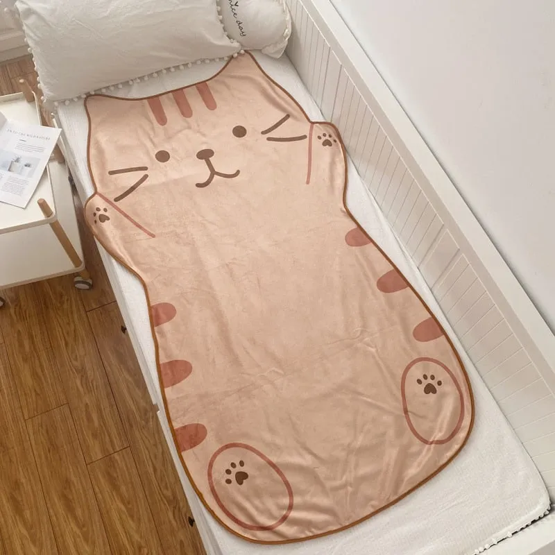 1.5M Cute Brown Cat Flannel Blanket