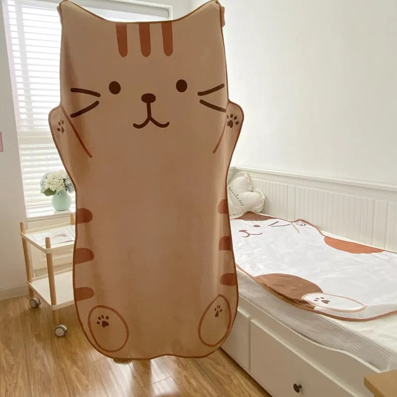 1.5M Cute Brown Cat Flannel Blanket