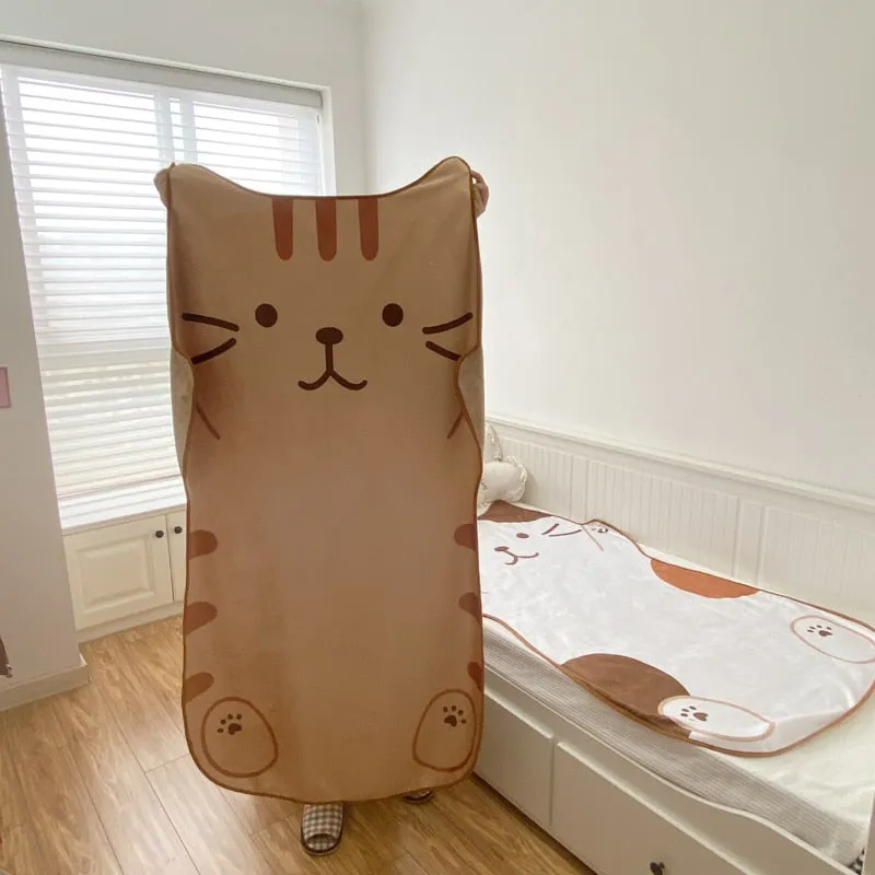 1.5M Cute Brown Cat Flannel Blanket