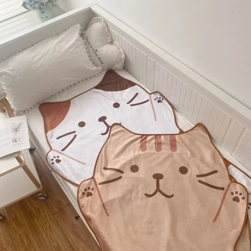 1.5M Cute Brown Cat Flannel Blanket