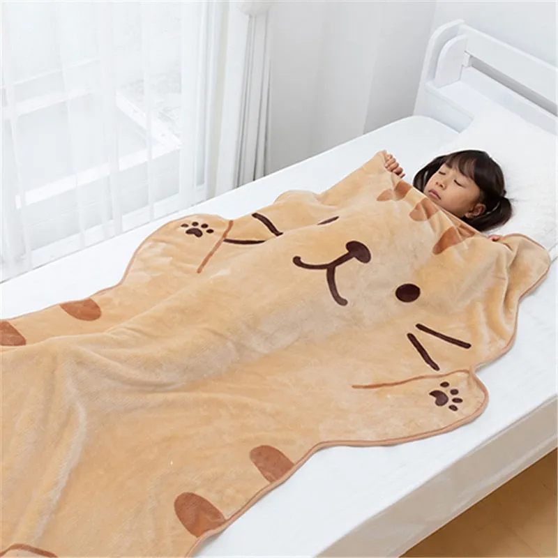 1.5M Cute Brown Cat Flannel Blanket