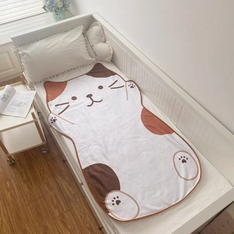 1.5M Cute Brown Cat Flannel Blanket