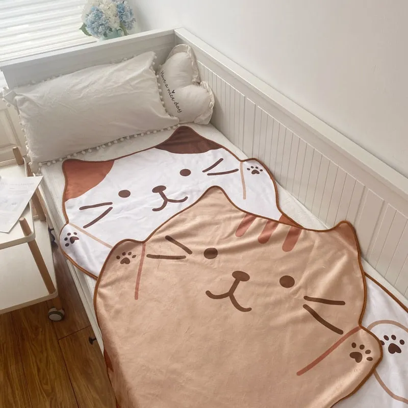 1.5M Cute Brown Cat Flannel Blanket