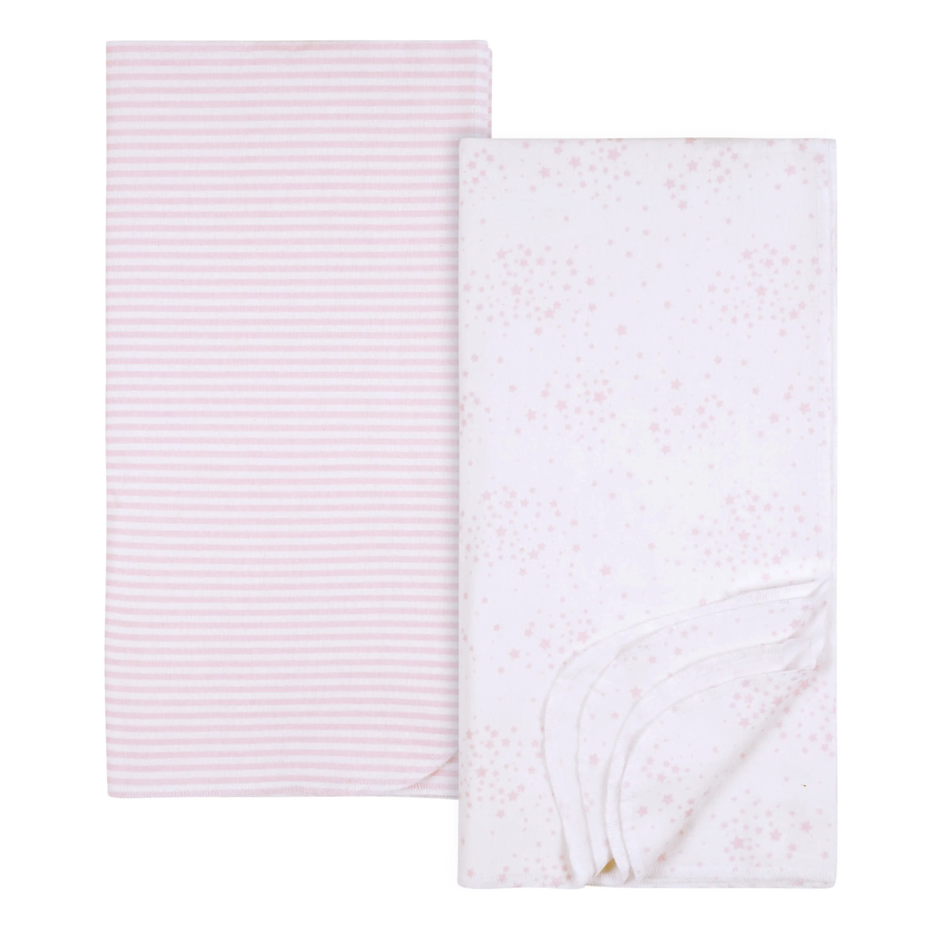 2-Pack Baby Girls Stars Flannel Blankets