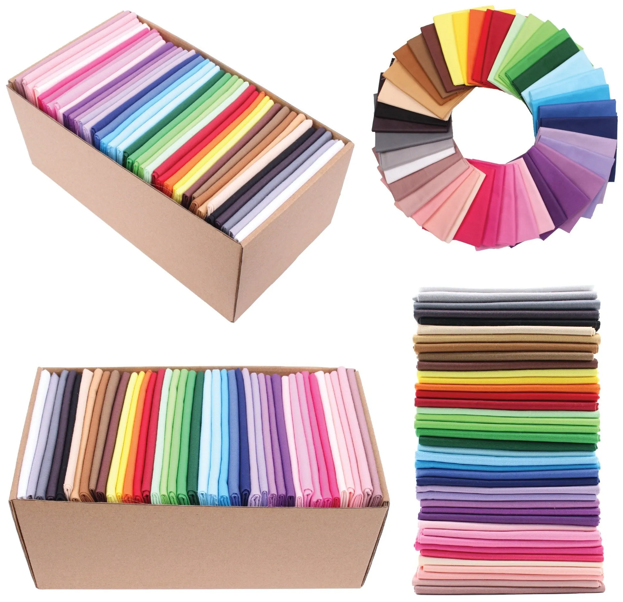 40 Fat Quarter Bundle -100% Cotton | Pure Solids | Colorful Mix - 40 Colors | Quilting & Crafting Soft Fabric | Special Jumbo Gift Bundle