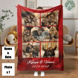 4FunGift® 7 Pictures Customized Blanket Red Rose Print Heart Gift Christmas Valentine’s Day