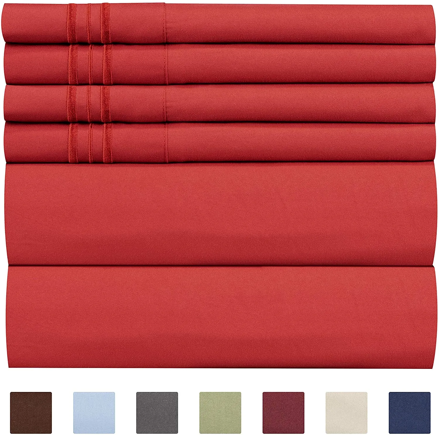 6 Pcs Bed Sheets Set Extra Soft Deep Pocket Easy Fit Breathable Cooling Wrinkle Free