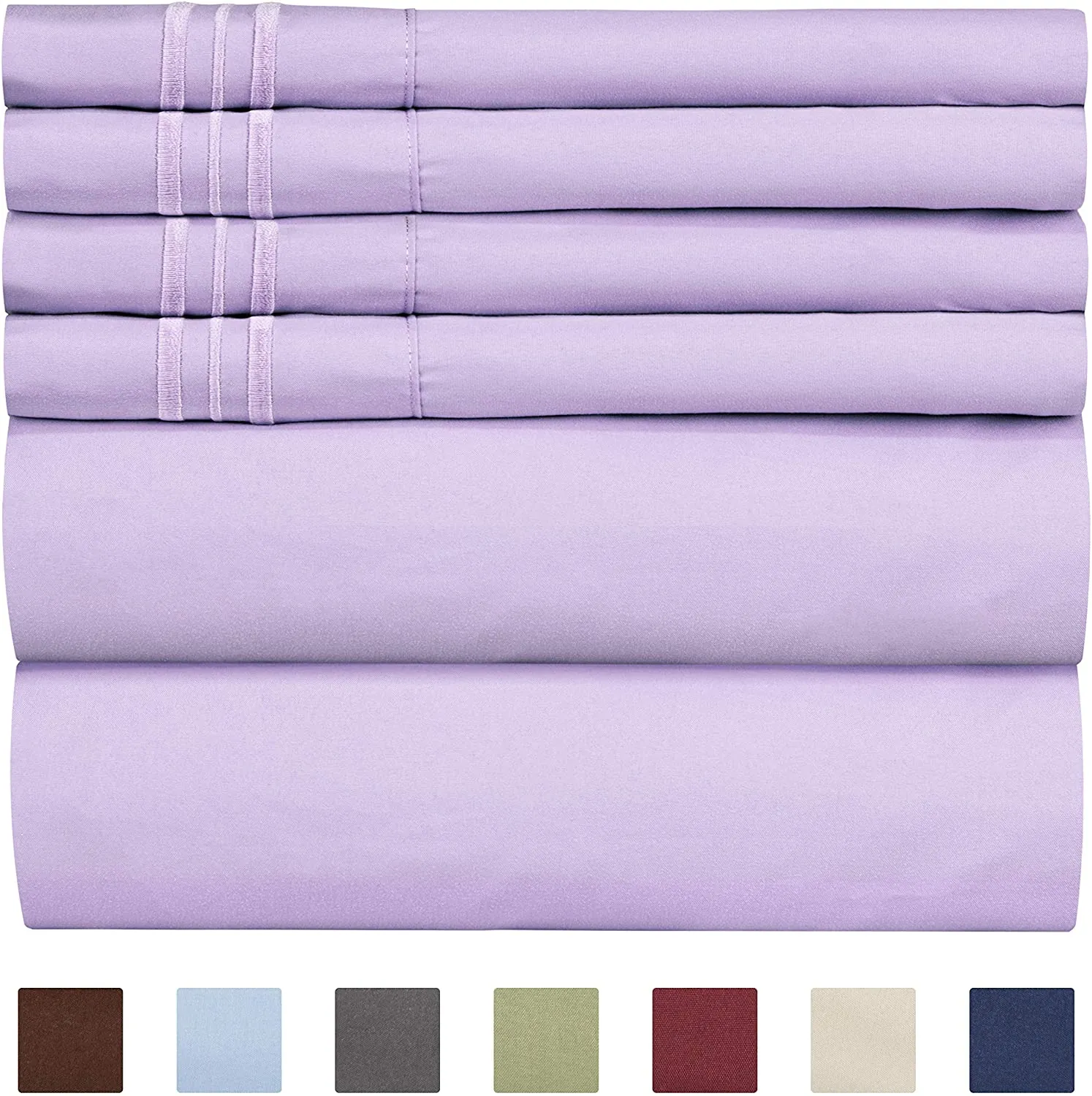 6 Pcs Bed Sheets Set Extra Soft Deep Pocket Easy Fit Breathable Cooling Wrinkle Free