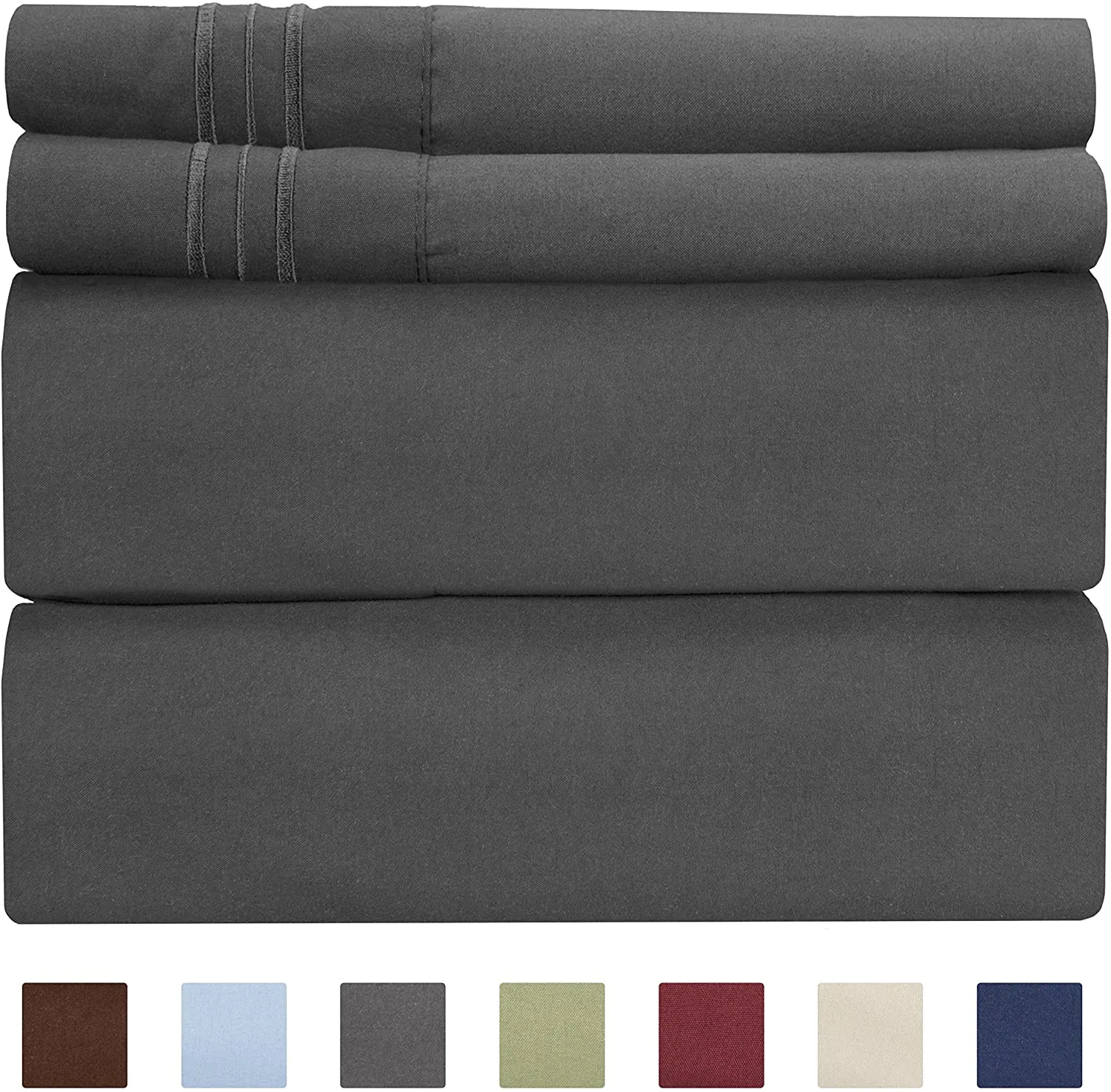 6 Pcs Bed Sheets Set Extra Soft Deep Pocket Easy Fit Breathable Cooling Wrinkle Free