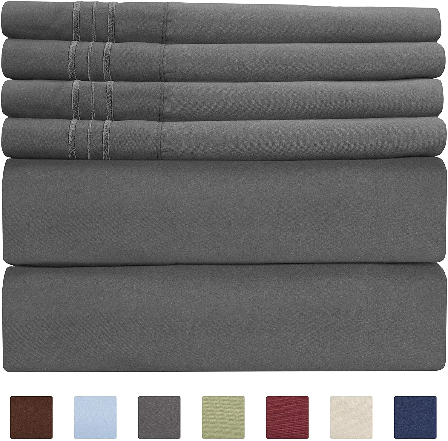 6 Pcs Bed Sheets Set Extra Soft Deep Pocket Easy Fit Breathable Cooling Wrinkle Free