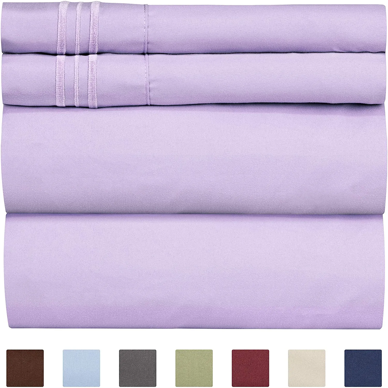 6 Pcs Bed Sheets Set Extra Soft Deep Pocket Easy Fit Breathable Cooling Wrinkle Free