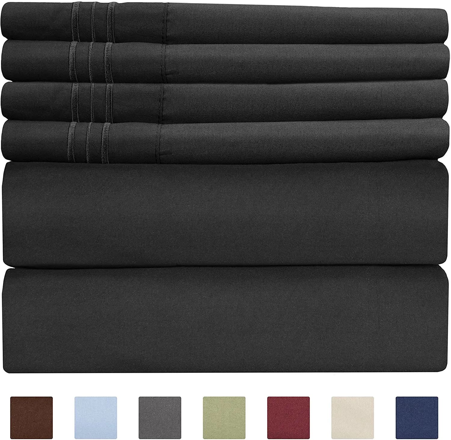 6 Pcs Bed Sheets Set Extra Soft Deep Pocket Easy Fit Breathable Cooling Wrinkle Free