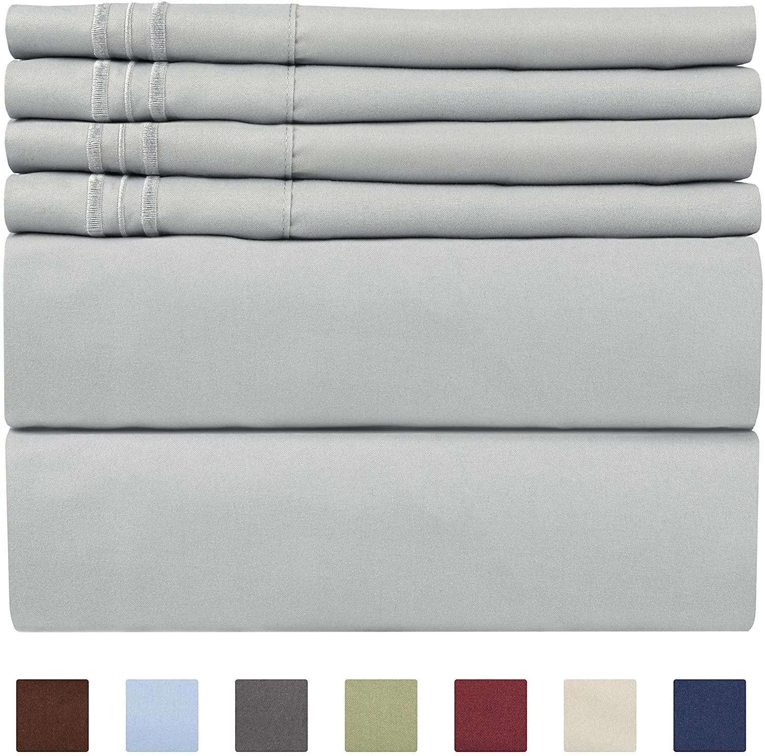 6 Pcs Bed Sheets Set Extra Soft Deep Pocket Easy Fit Breathable Cooling Wrinkle Free