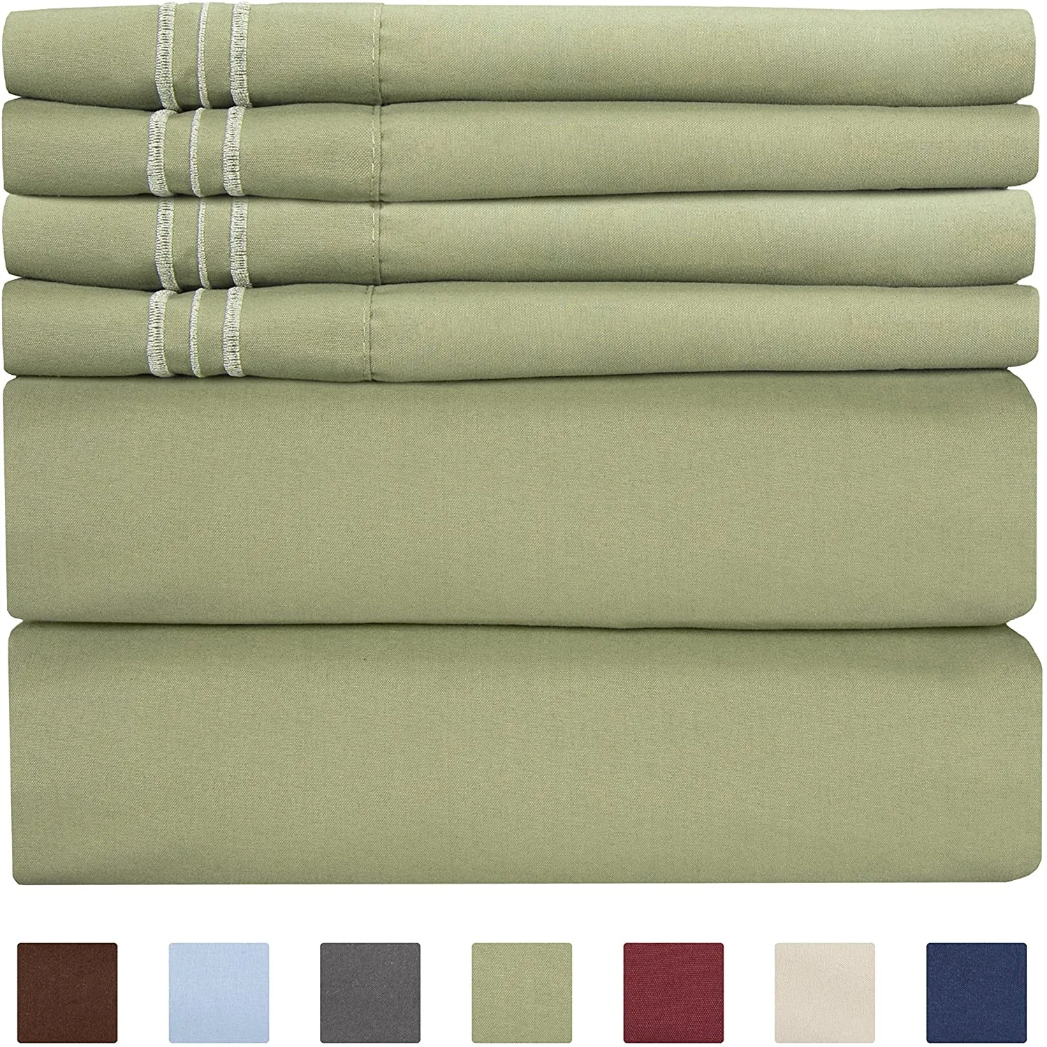 6 Pcs Bed Sheets Set Extra Soft Deep Pocket Easy Fit Breathable Cooling Wrinkle Free