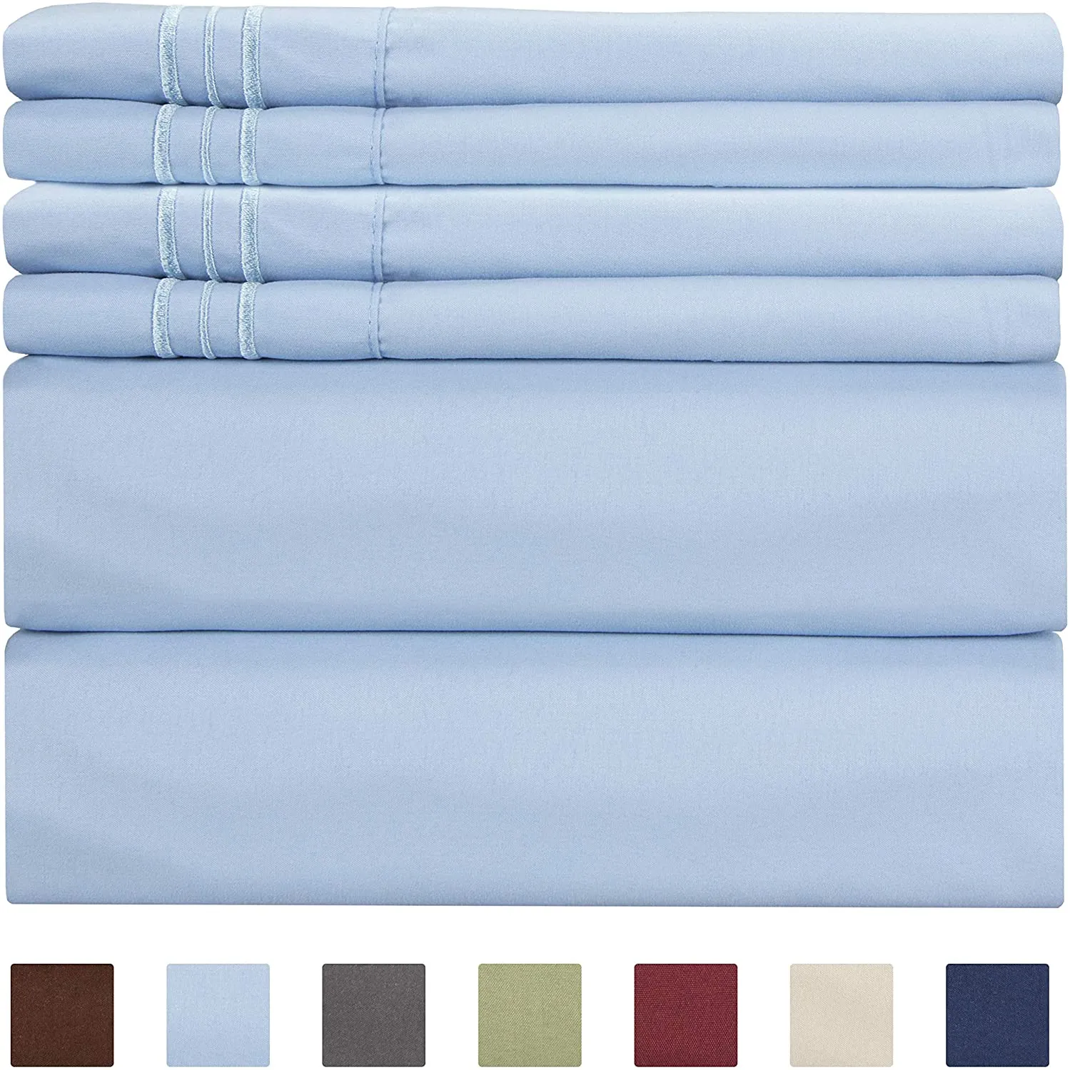 6 Pcs Bed Sheets Set Extra Soft Deep Pocket Easy Fit Breathable Cooling Wrinkle Free