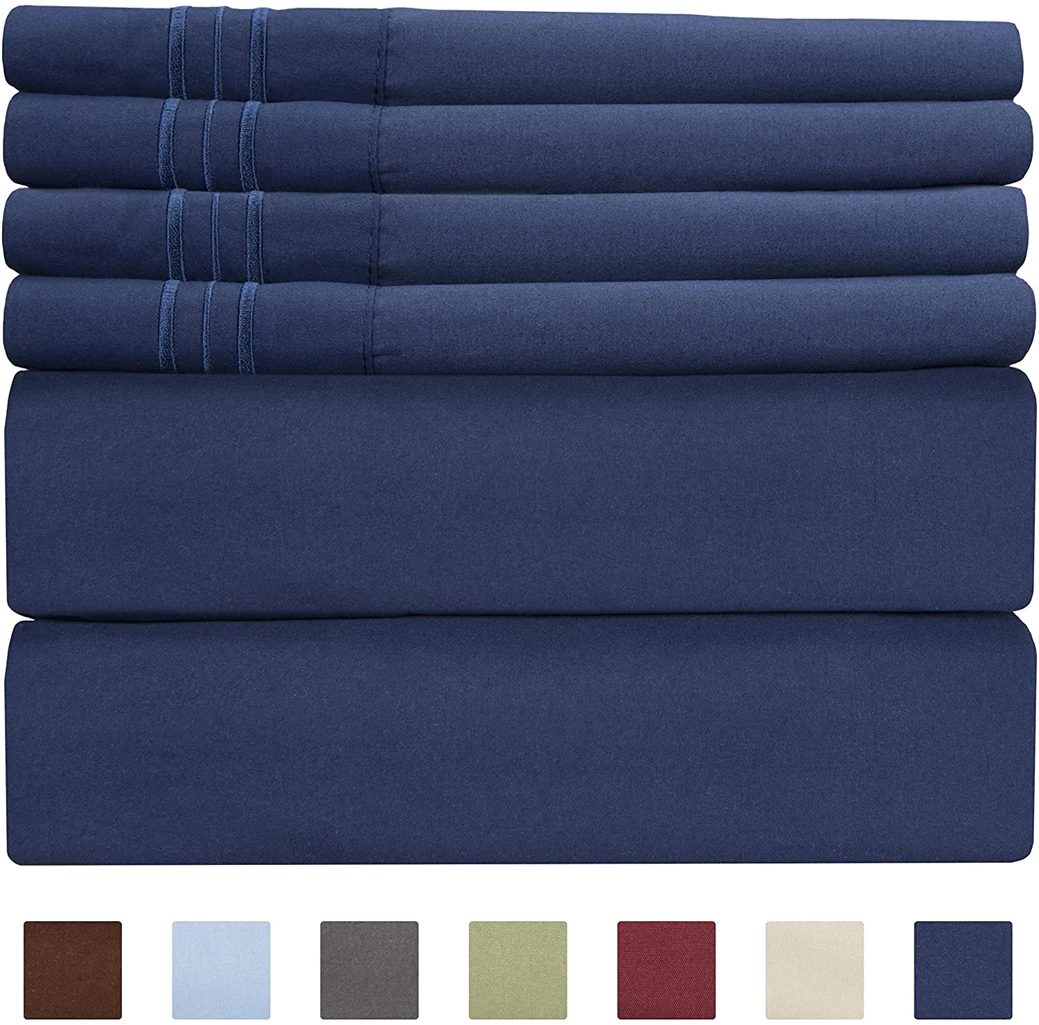 6 Pcs Bed Sheets Set Extra Soft Deep Pocket Easy Fit Breathable Cooling Wrinkle Free