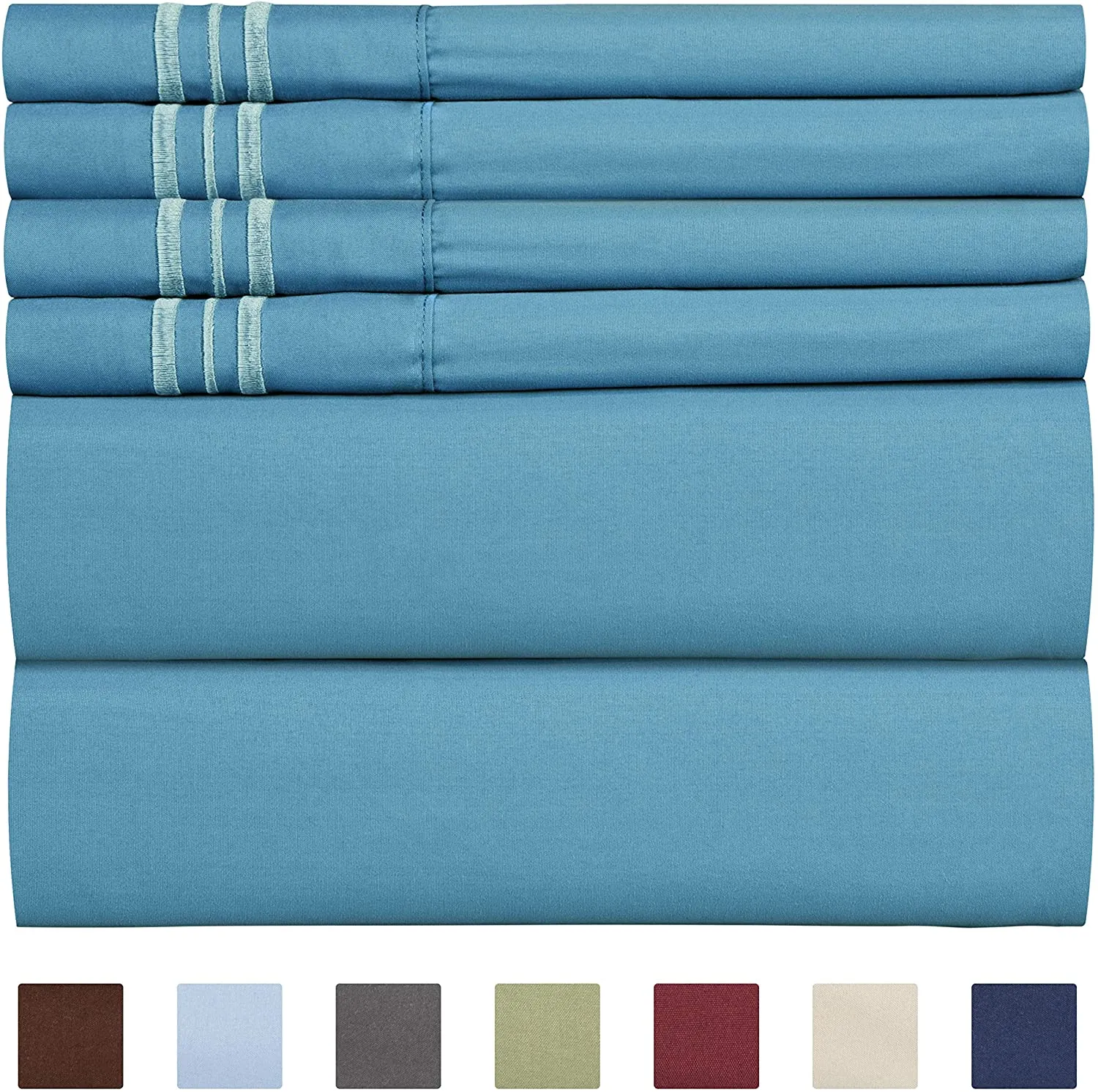 6 Pcs Bed Sheets Set Extra Soft Deep Pocket Easy Fit Breathable Cooling Wrinkle Free