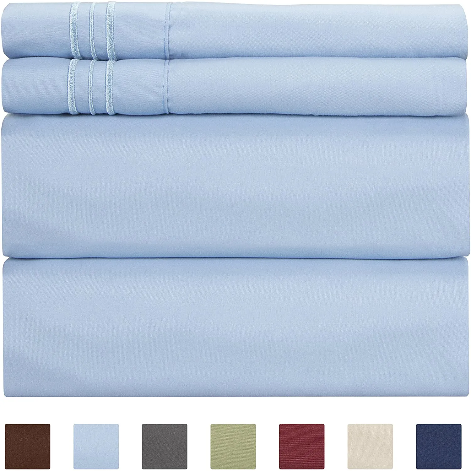 6 Pcs Bed Sheets Set Extra Soft Deep Pocket Easy Fit Breathable Cooling Wrinkle Free