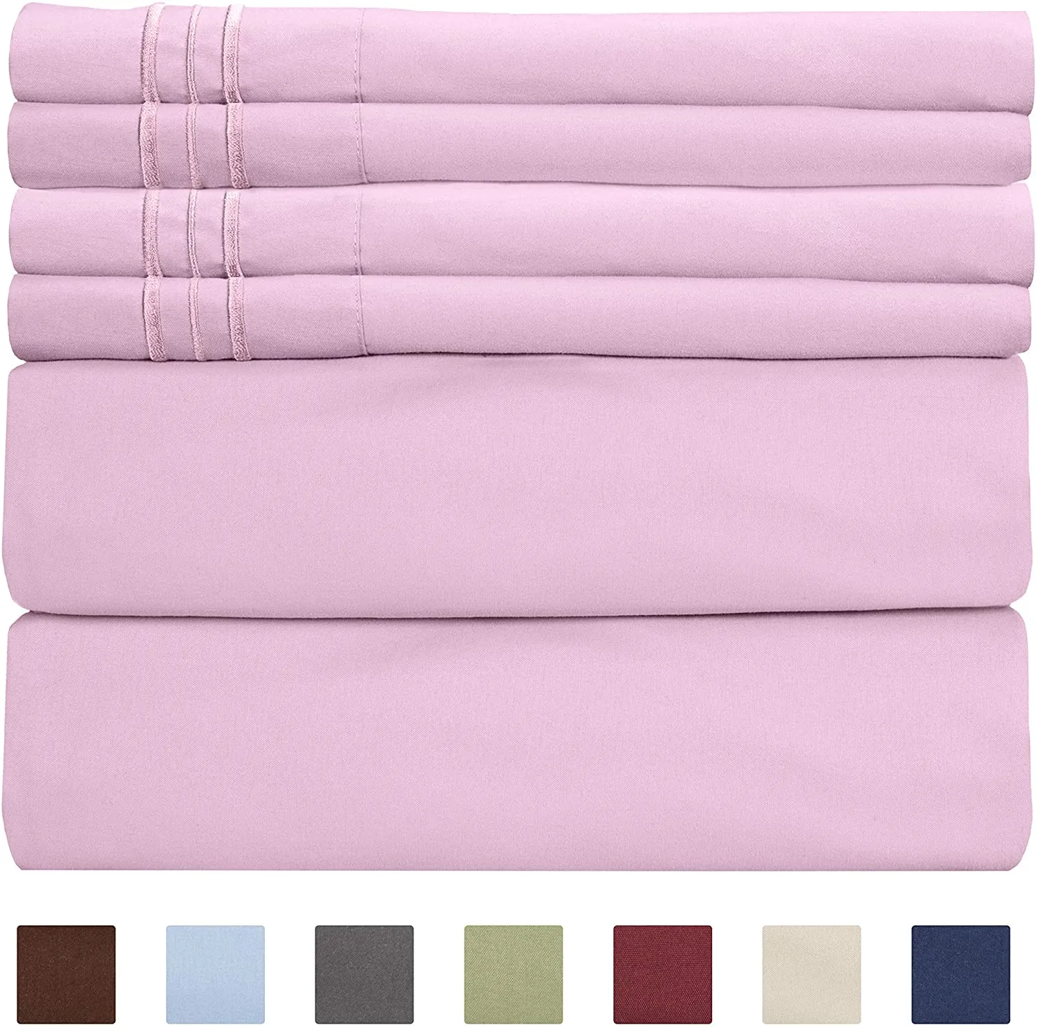 6 Pcs Bed Sheets Set Extra Soft Deep Pocket Easy Fit Breathable Cooling Wrinkle Free