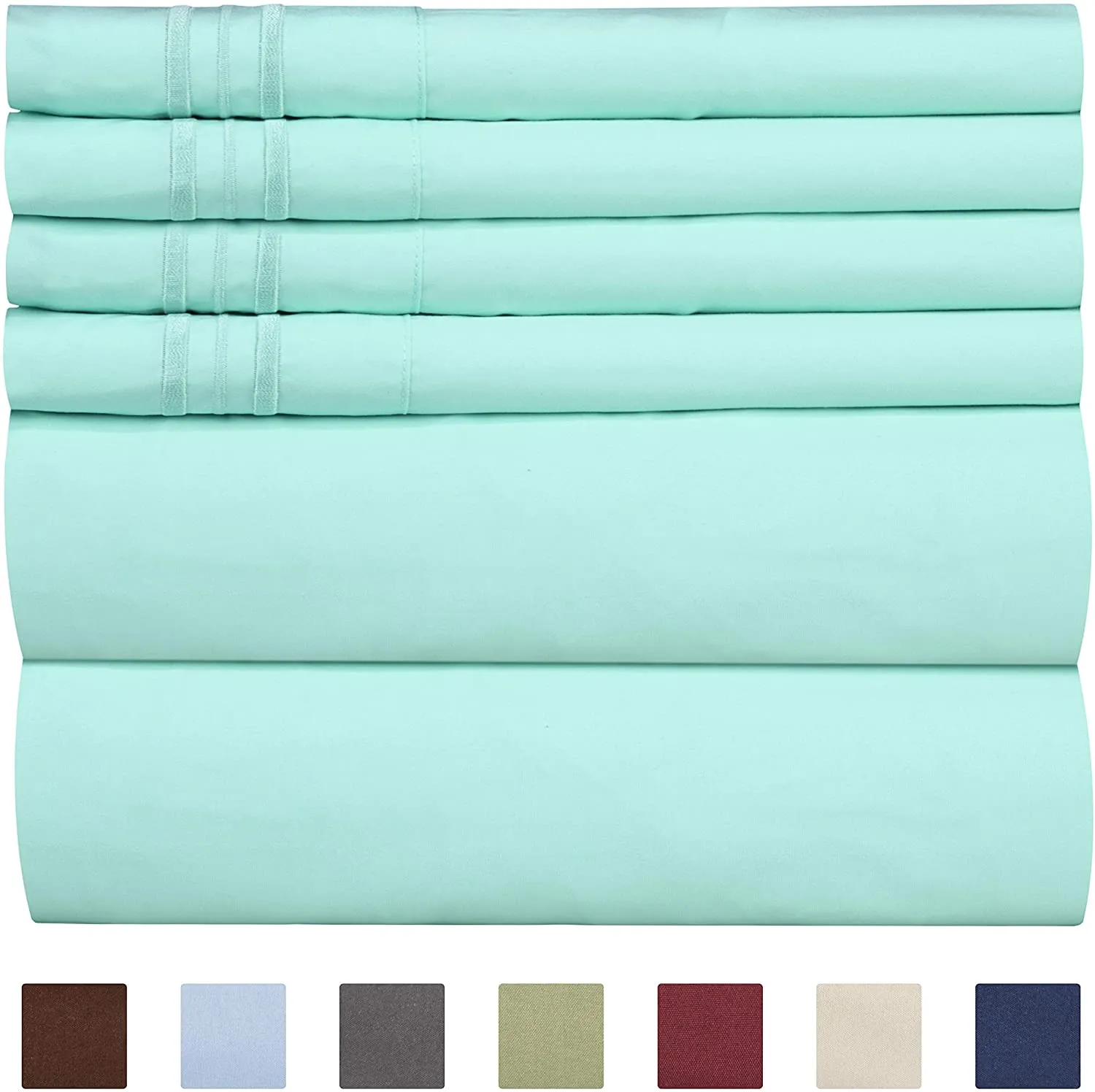 6 Pcs Bed Sheets Set Extra Soft Deep Pocket Easy Fit Breathable Cooling Wrinkle Free