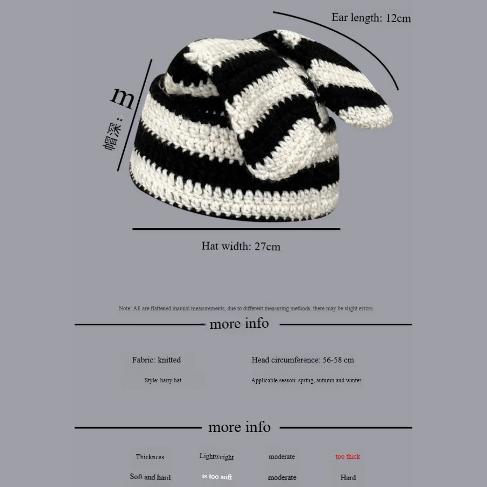 Abby Rabbit Ears Striped Knitted Hat