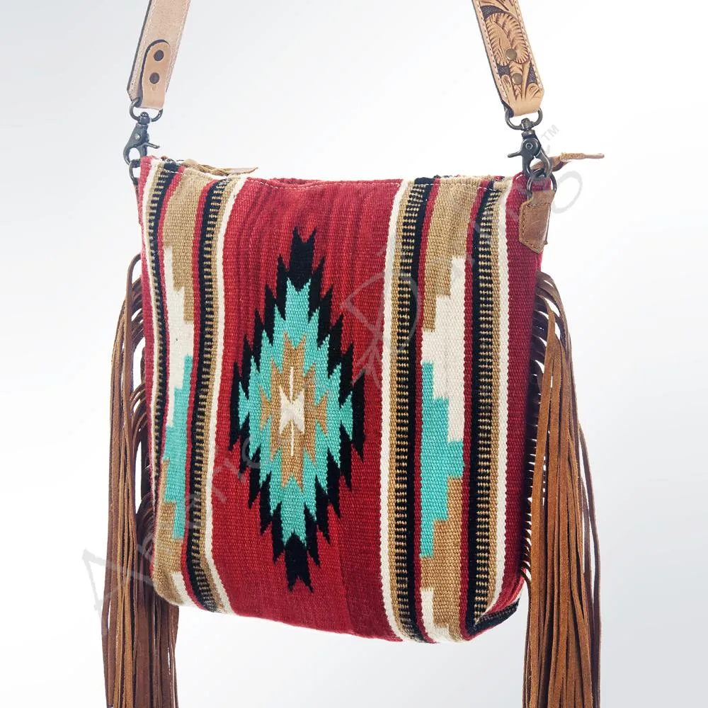 American Darling Red Blanket Fringe Cross-Body Purse