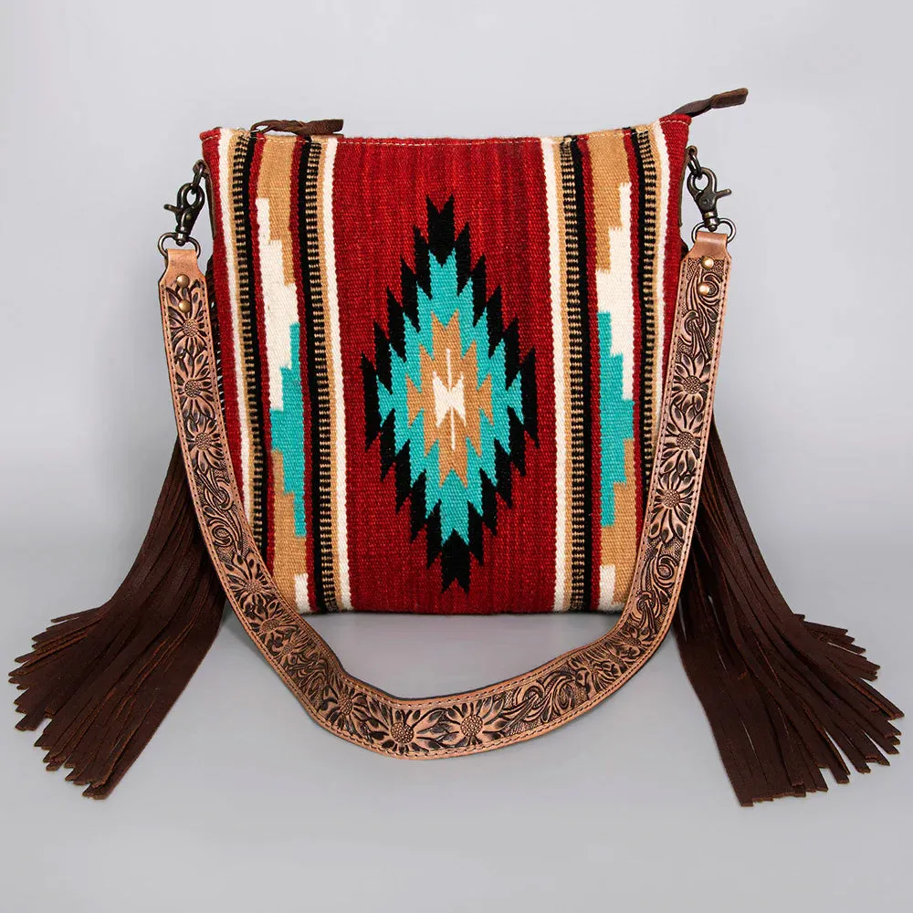 American Darling Red Blanket Fringe Cross-Body Purse