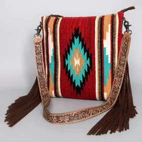 American Darling Red Blanket Fringe Cross-Body Purse