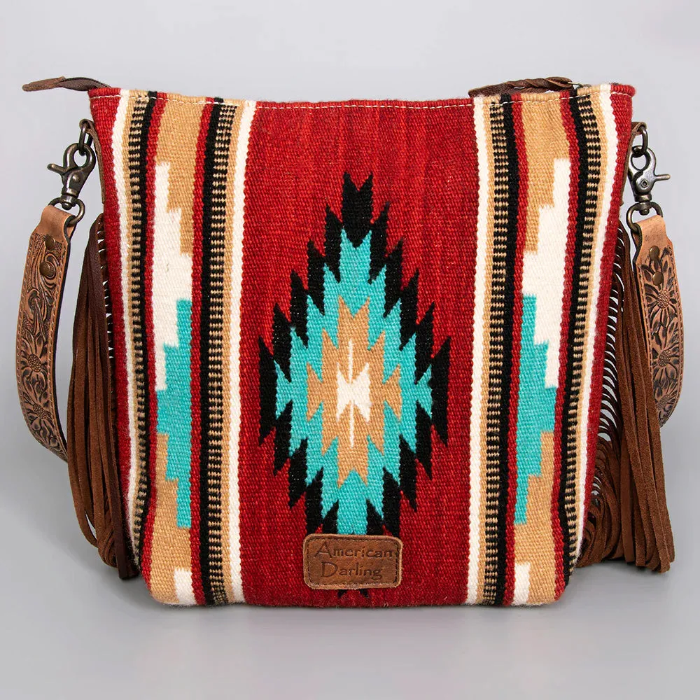 American Darling Red Blanket Fringe Cross-Body Purse