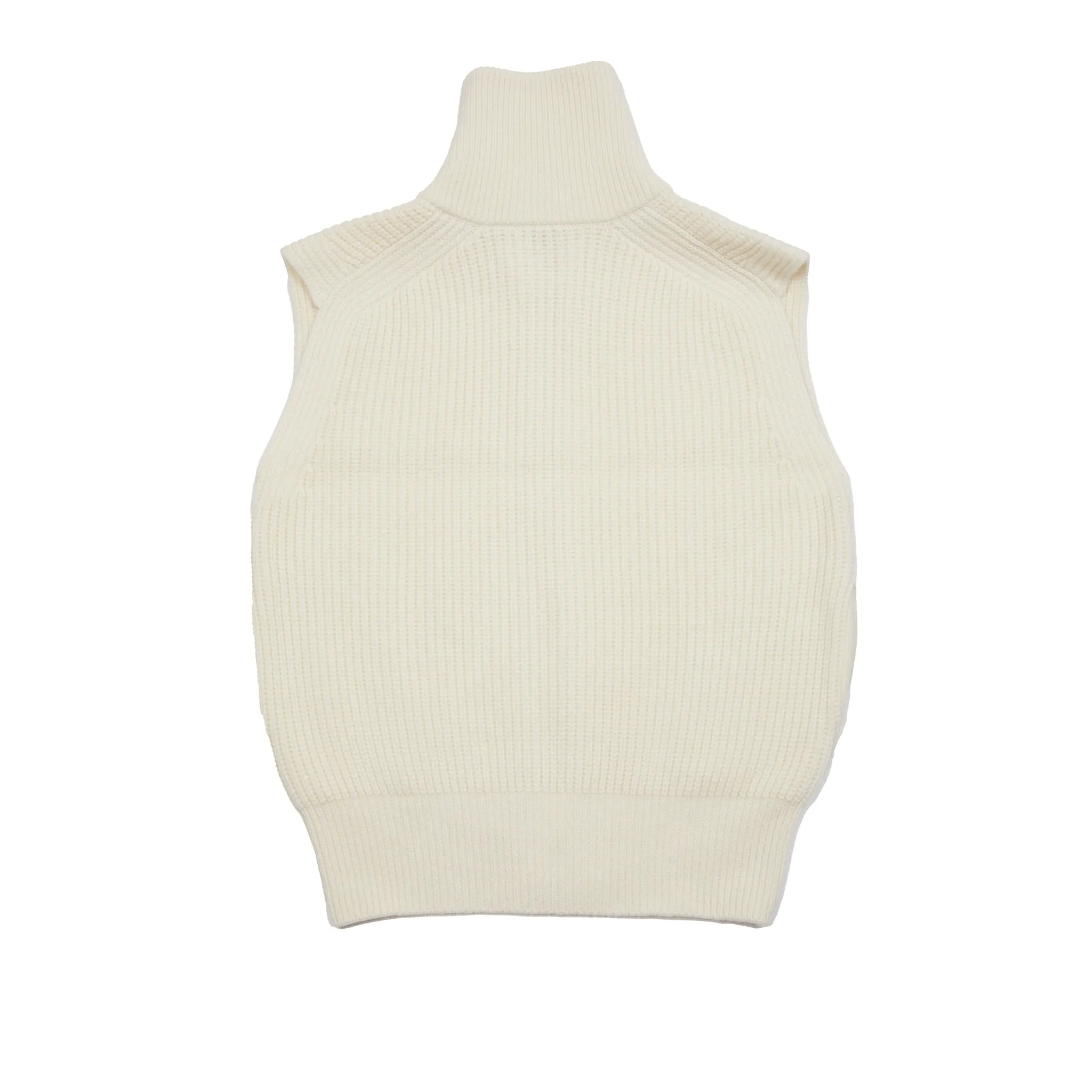 Aton Zipped Up Vest in Off White