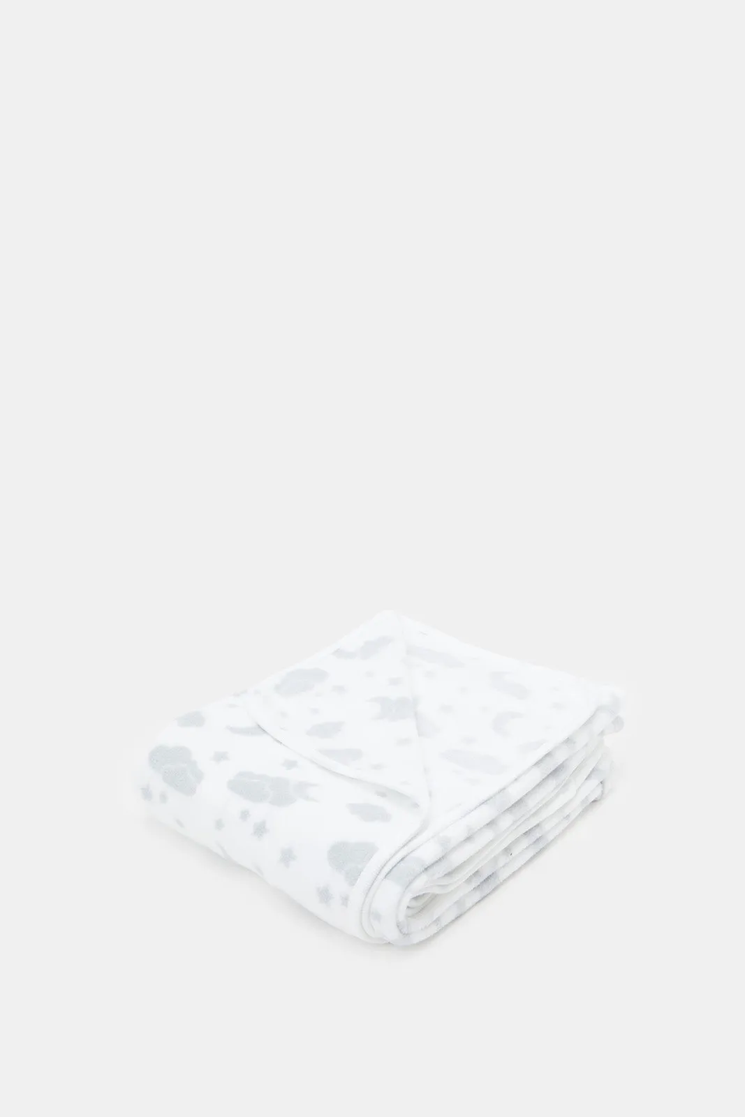 Babies White And Grey Printed Polar Fleece Blanket