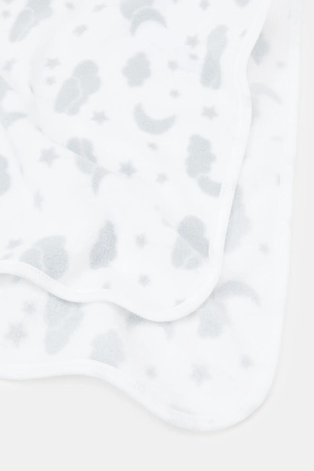 Babies White And Grey Printed Polar Fleece Blanket