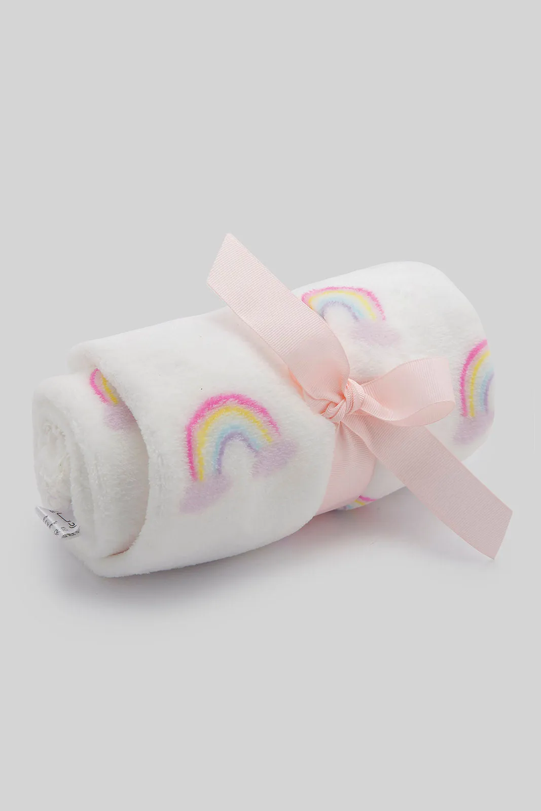 Babies White Rainbow Blanket With Rabbit (2 Piece)