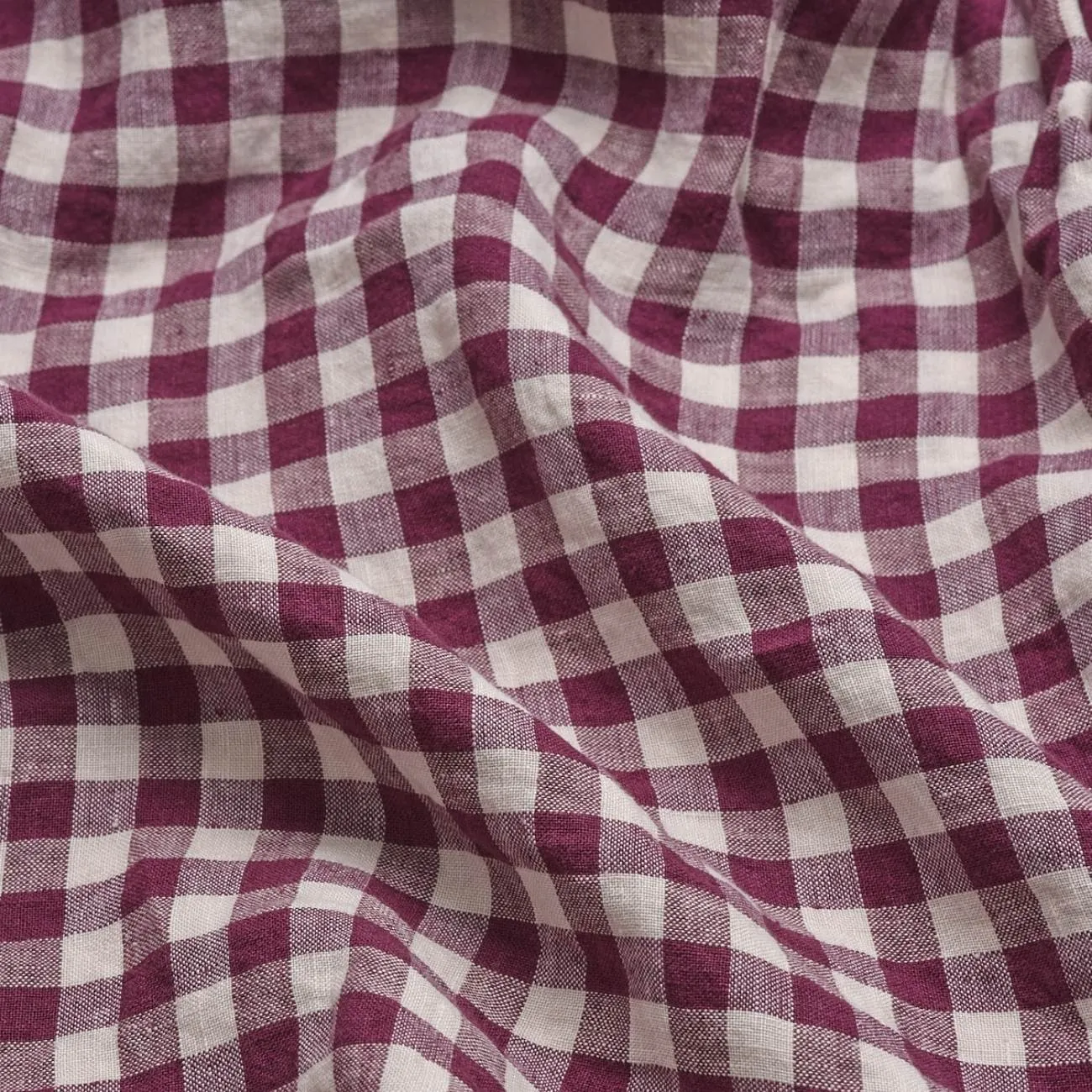 Berry Gingham Linen Blend Duvet Cover