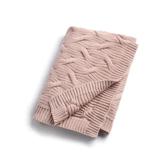 blanket knit ribbed edged - mauve