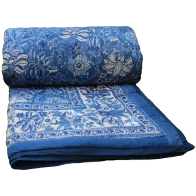 Block Print Twin/Throw Quilt | Neelkanth Blue