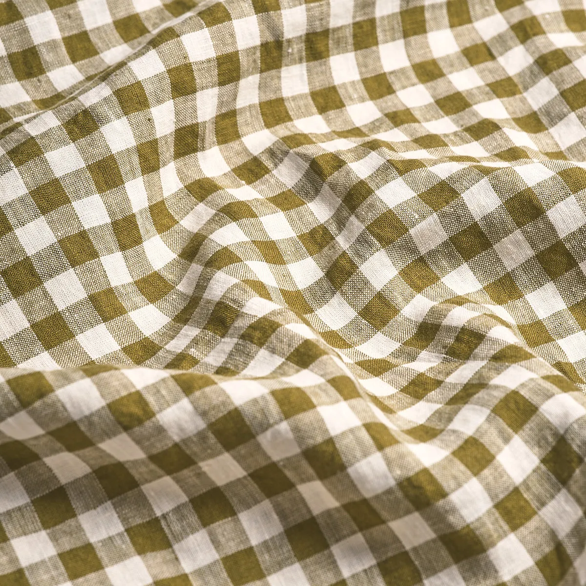 Botanical Green Gingham 100% Linen Duvet Cover