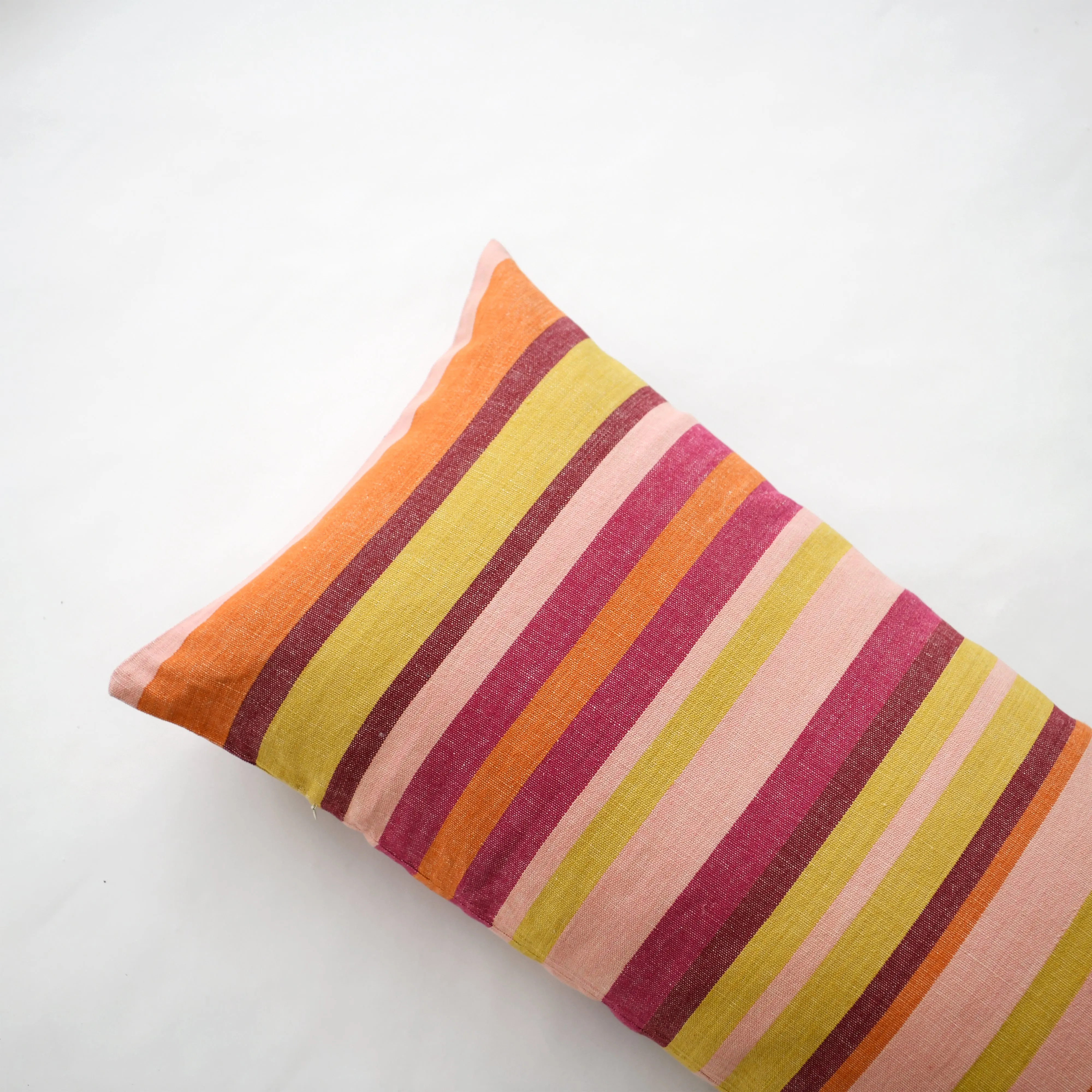 Burgundy Rosa Linen Cotton Stripe Pillow - 18" x 48" Bolster