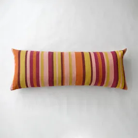 Burgundy Rosa Linen Cotton Stripe Pillow - 18" x 48" Bolster