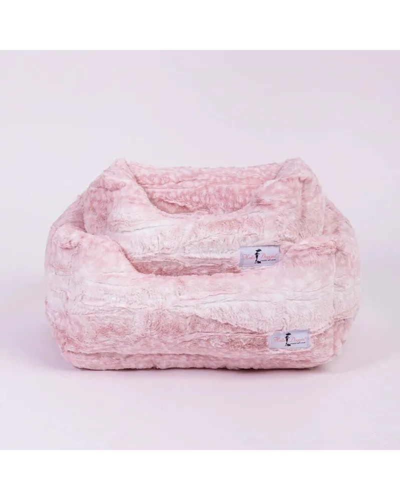 Cashmere Collection Faux-Fur Dog Bed in Pink Fawn (Custom/Direct-Ship) (Made in the USA)