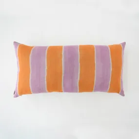 Cathy Callahan 36" Hand Painted Bolster - Mauve Tangerine Stripe