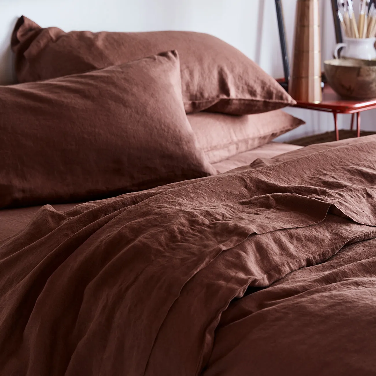 Chestnut Brown 100% Linen Flat Sheet