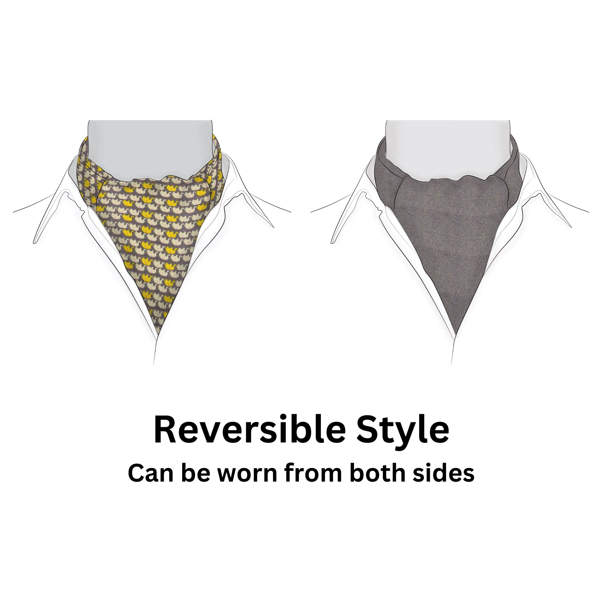 Chokore Gray & White Elephant Silk Cravat