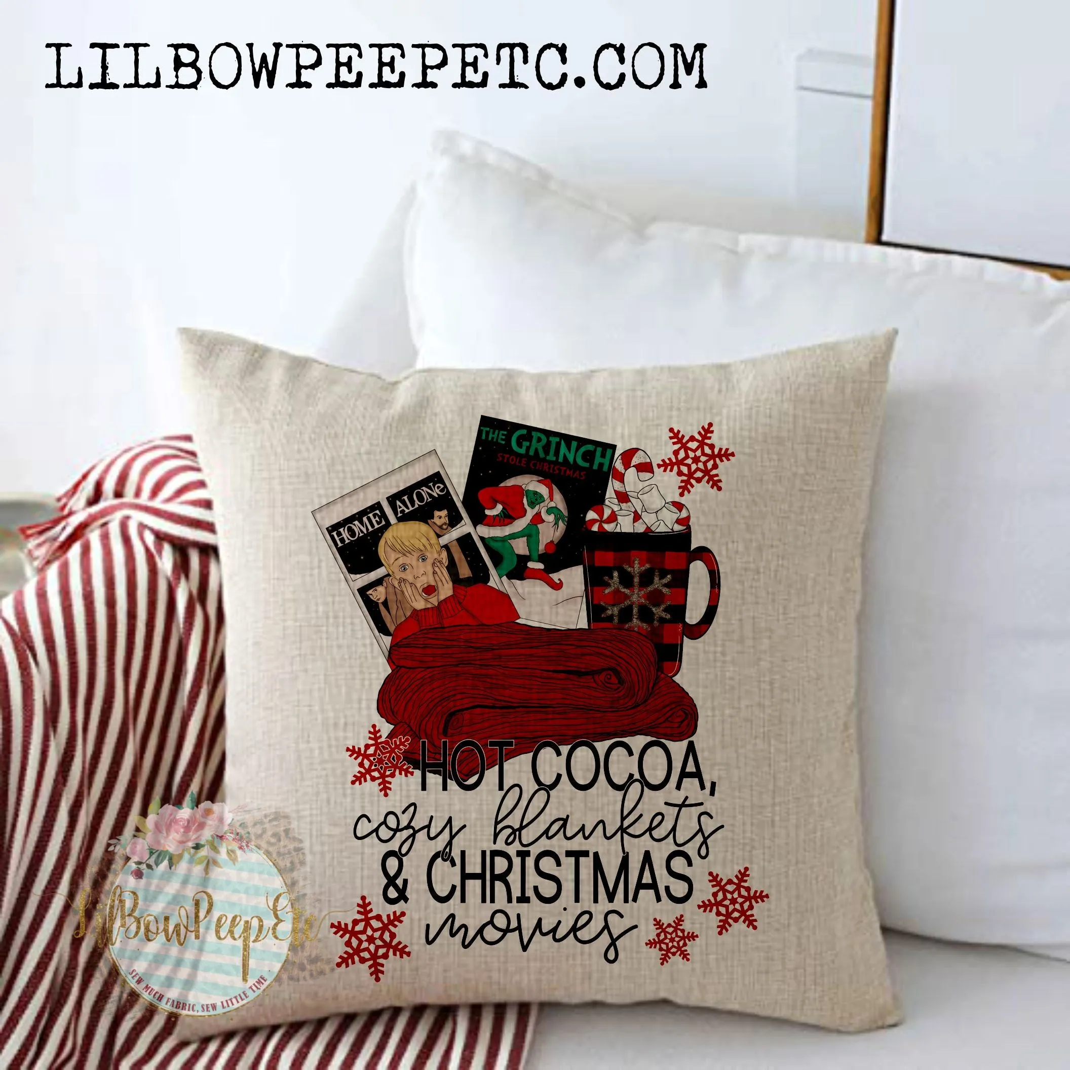 Christmas Movies 18 x 18 Linen Pillow Cover